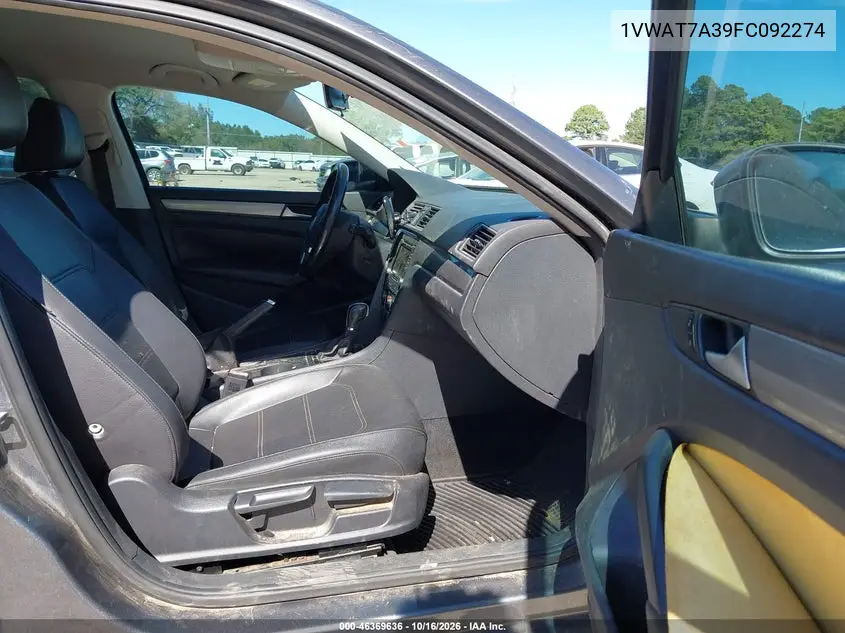 2015 VOLKSWAGEN PASSAT VIN 1VWAT7A39FC092274 — фото 5