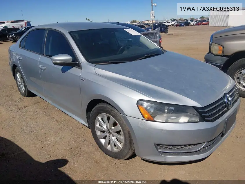 VOLKSWAGEN PASSAT 2015, VIN 1VWAT7A3XFC036313