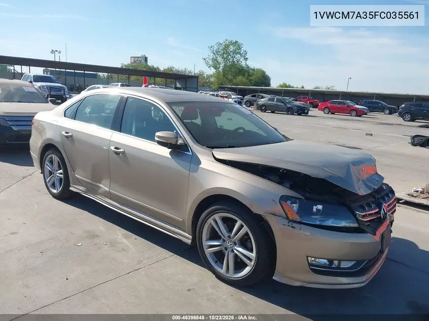 VOLKSWAGEN PASSAT 2015, VIN 1VWCM7A35FC035561