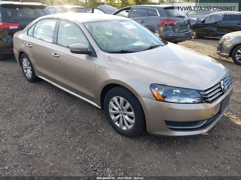 VOLKSWAGEN PASSAT 2015, VIN 1VWAT7A35FC060907