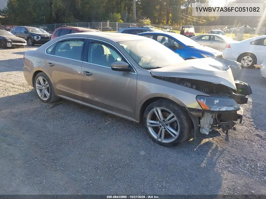 VOLKSWAGEN PASSAT 2015, VIN 1VWBV7A36FC051082