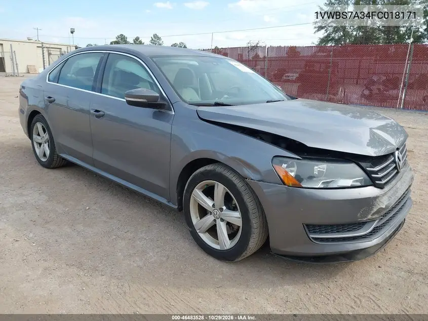 VOLKSWAGEN PASSAT 2015, VIN 1VWBS7A34FC018171