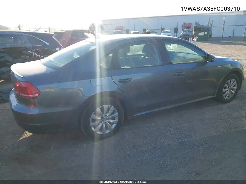 VOLKSWAGEN PASSAT 2015, VIN 1VWAS7A35FC003710
