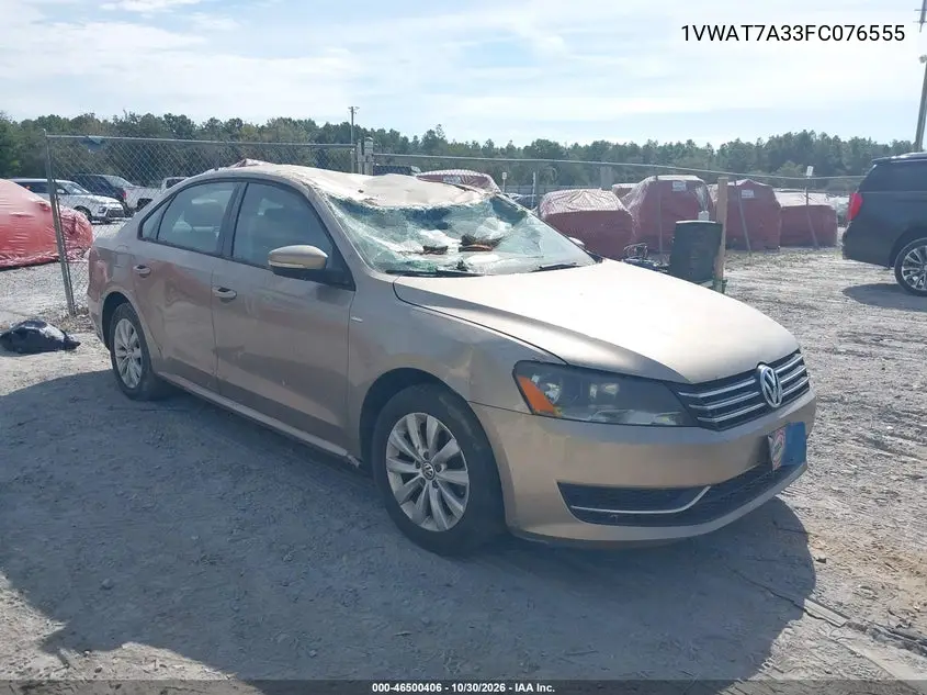 VOLKSWAGEN PASSAT 2015, VIN 1VWAT7A33FC076555