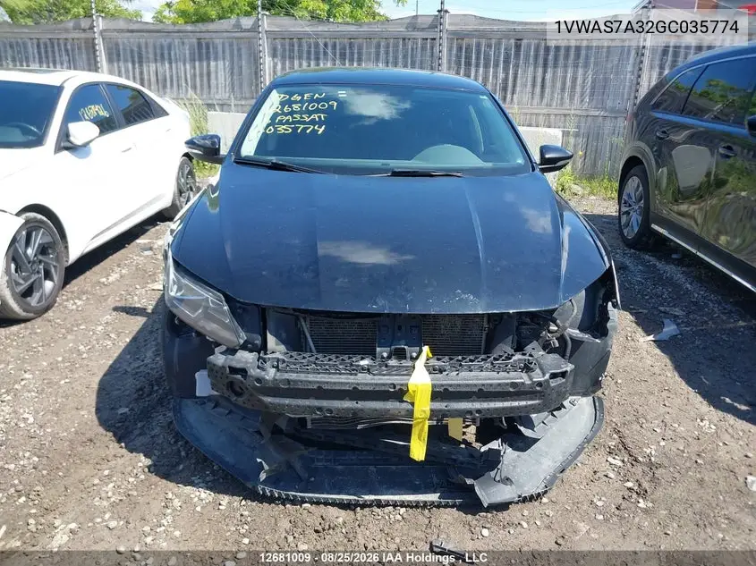 2016 VOLKSWAGEN PASSAT VIN 1VWAS7A32GC035774 — фото 12