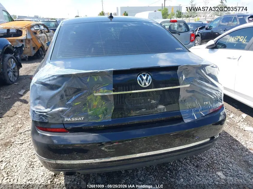 2016 VOLKSWAGEN PASSAT VIN 1VWAS7A32GC035774 — фото 18