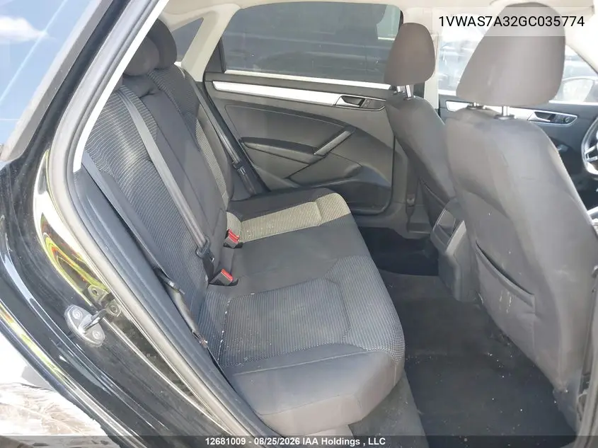 2016 VOLKSWAGEN PASSAT VIN 1VWAS7A32GC035774 — фото 8