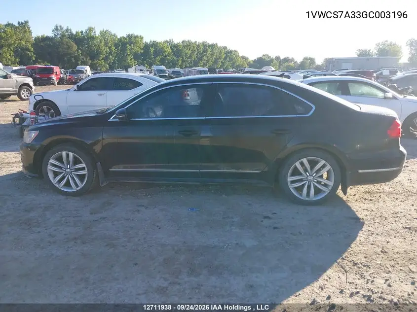 2016 VOLKSWAGEN PASSAT VIN 1VWCS7A33GC003196 — фото 14