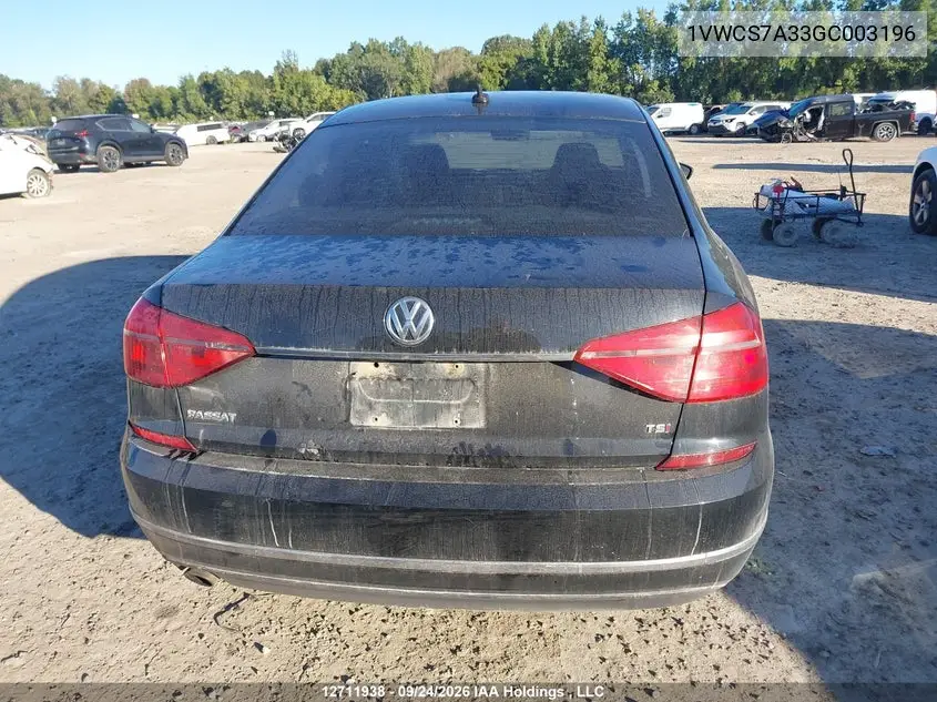 2016 VOLKSWAGEN PASSAT VIN 1VWCS7A33GC003196 — фото 16