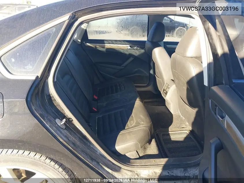 2016 VOLKSWAGEN PASSAT VIN 1VWCS7A33GC003196 — фото 8