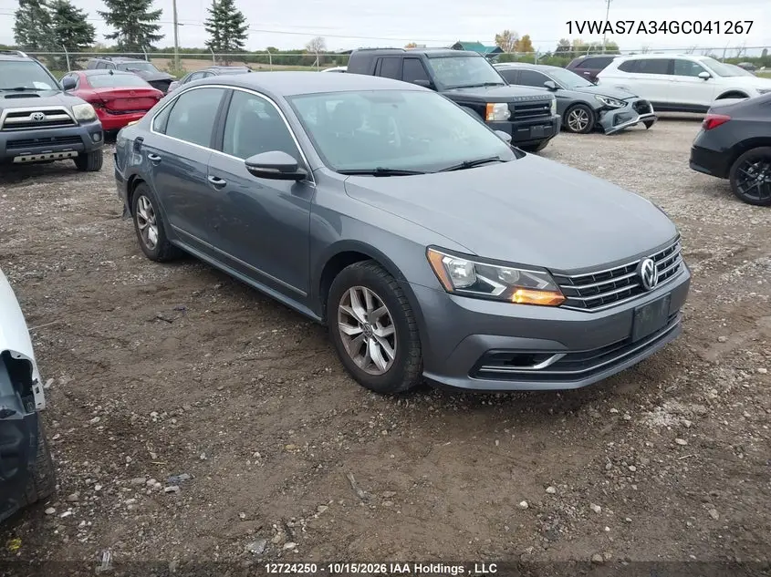 VOLKSWAGEN PASSAT 2016, VIN 1VWAS7A34GC041267