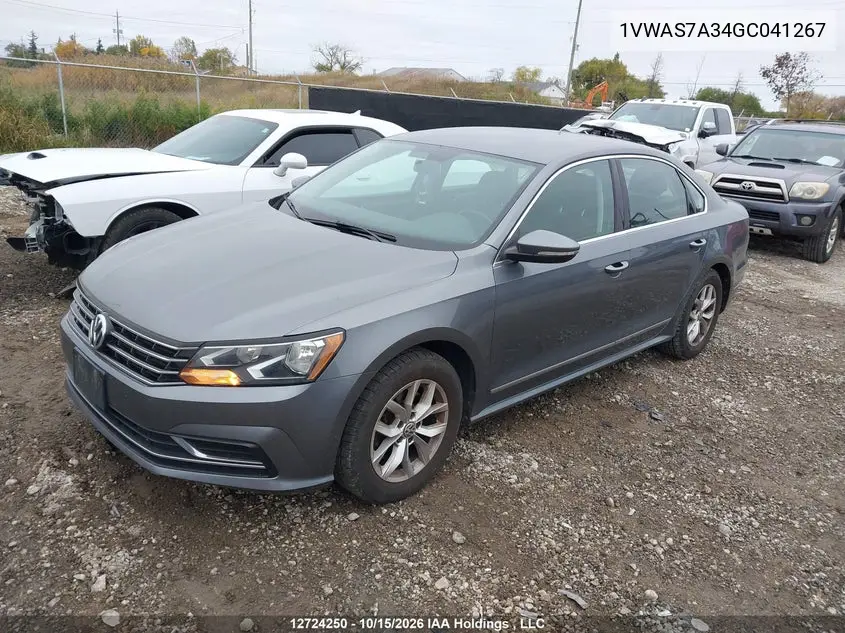 2016 VOLKSWAGEN PASSAT VIN 1VWAS7A34GC041267 — фото 2