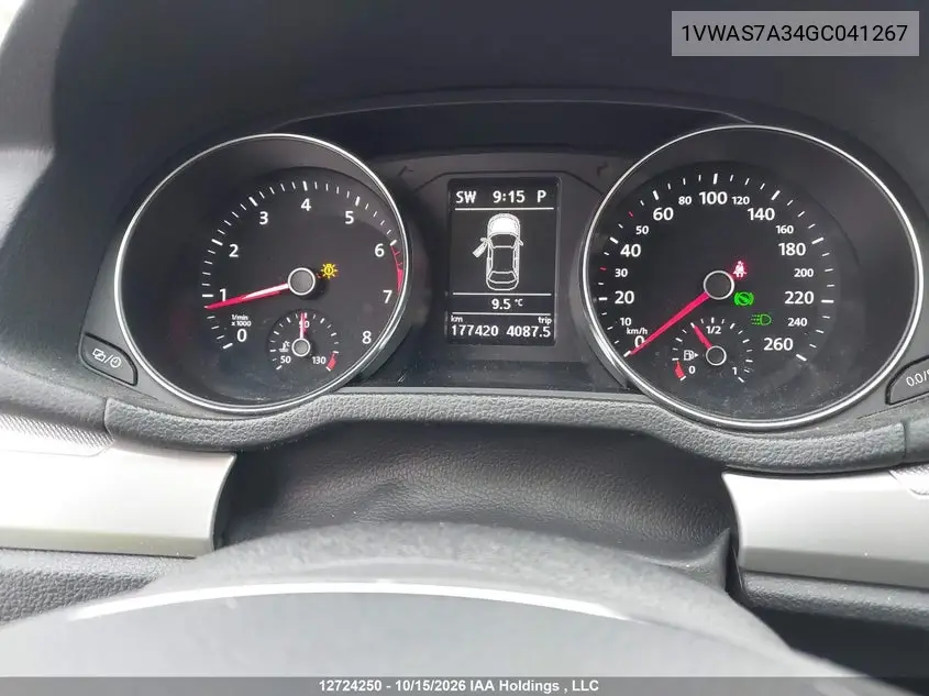 2016 VOLKSWAGEN PASSAT VIN 1VWAS7A34GC041267 — фото 7