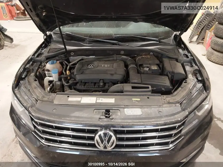 2016 VOLKSWAGEN PASSAT VIN 1VWAS7A33GC024914 — фото 10