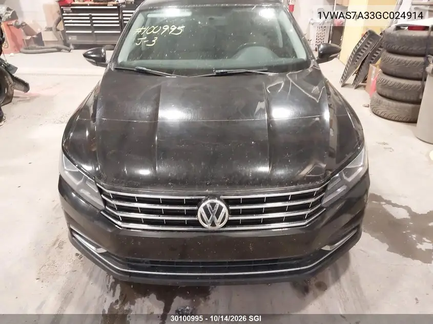 2016 VOLKSWAGEN PASSAT VIN 1VWAS7A33GC024914 — фото 13