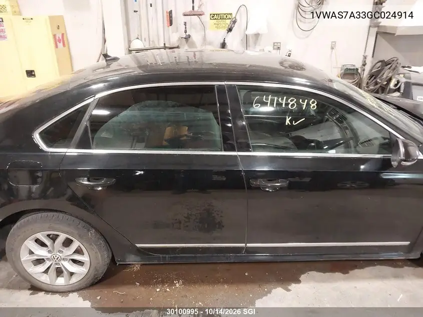 2016 VOLKSWAGEN PASSAT VIN 1VWAS7A33GC024914 — фото 14