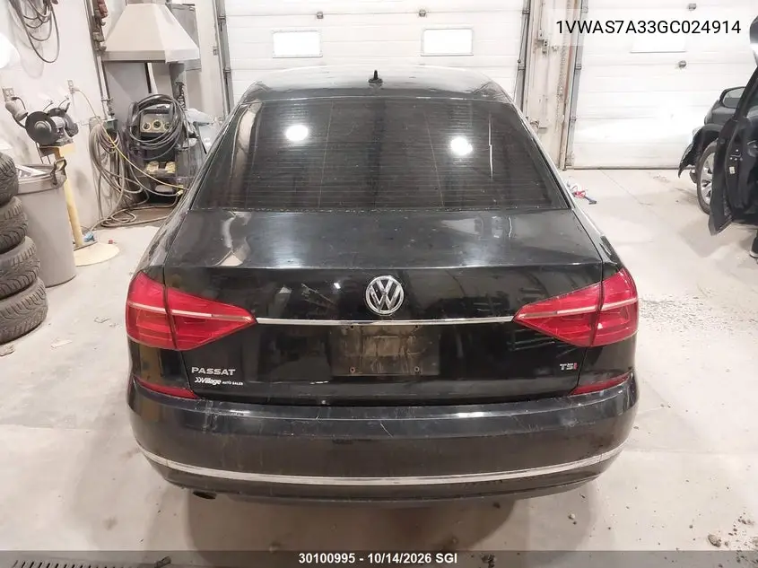 2016 VOLKSWAGEN PASSAT VIN 1VWAS7A33GC024914 — фото 17