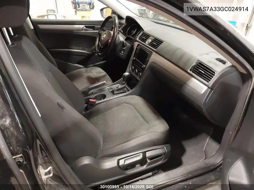 2016 VOLKSWAGEN PASSAT VIN 1VWAS7A33GC024914 — фото 5