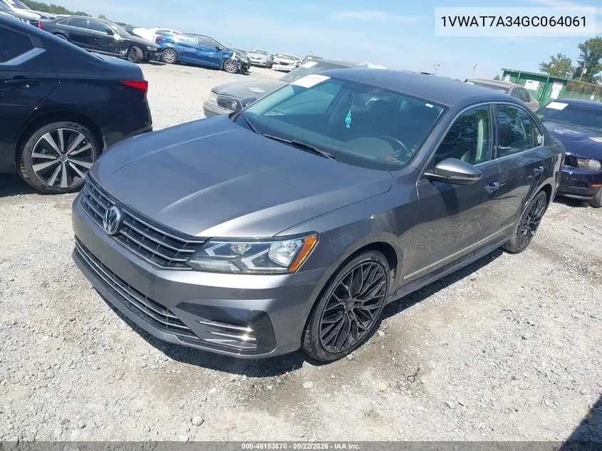 2016 VOLKSWAGEN PASSAT VIN 1VWAT7A34GC064061 — фото 2