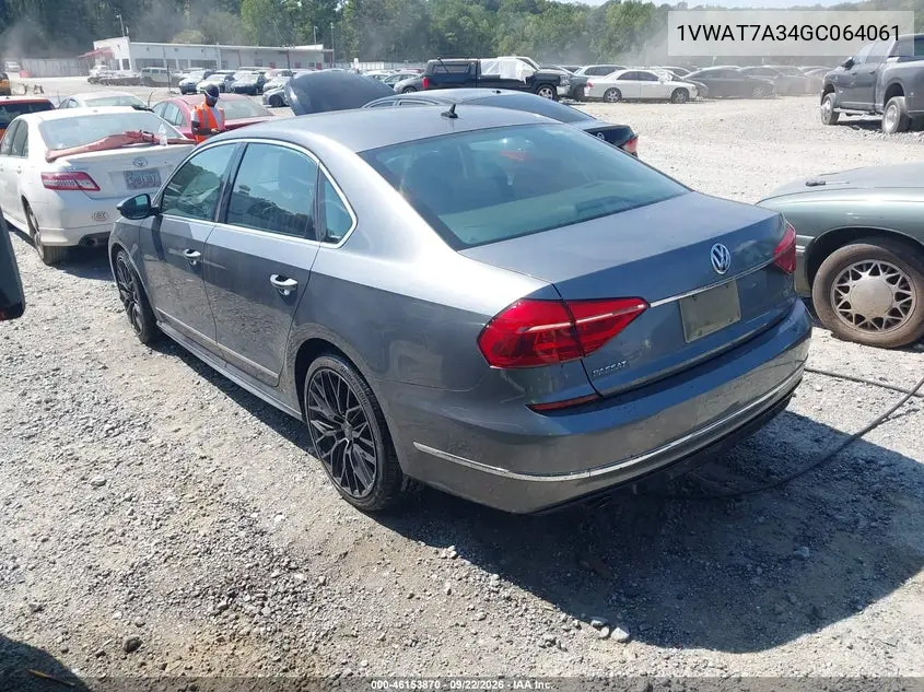 2016 VOLKSWAGEN PASSAT VIN 1VWAT7A34GC064061 — фото 3