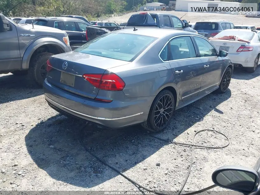 2016 VOLKSWAGEN PASSAT VIN 1VWAT7A34GC064061 — фото 4