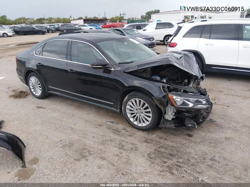 VOLKSWAGEN PASSAT 2016, VIN 1VWBS7A33GC060915