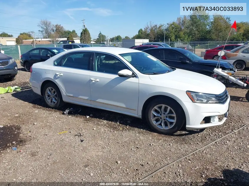 VOLKSWAGEN PASSAT 2016, VIN 1VWAT7A34GC033893
