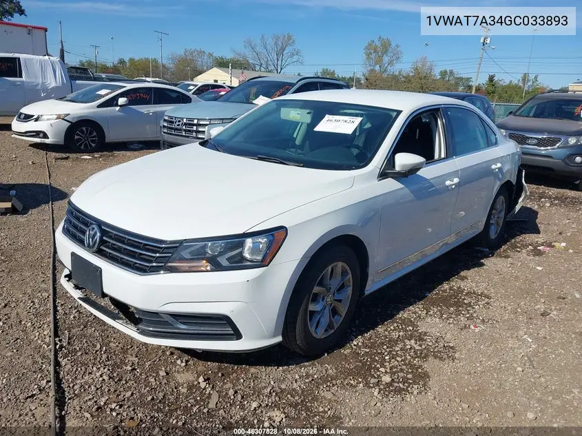 2016 VOLKSWAGEN PASSAT VIN 1VWAT7A34GC033893 — фото 2