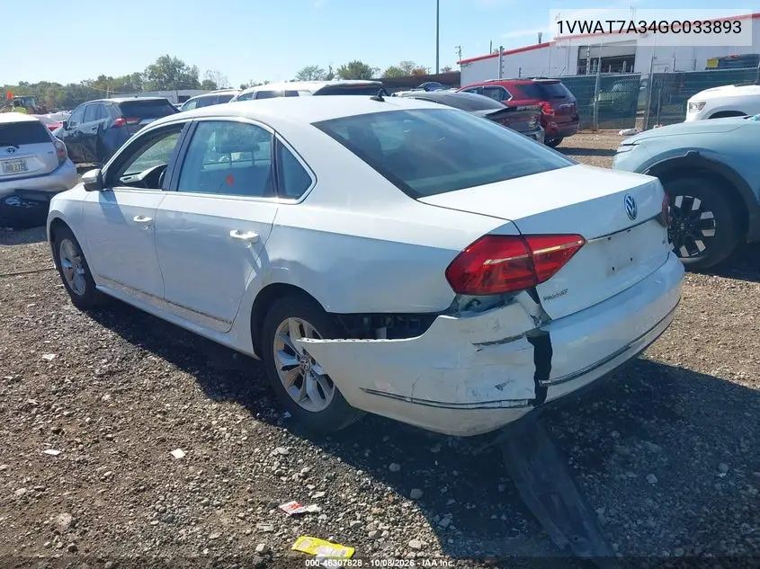 2016 VOLKSWAGEN PASSAT VIN 1VWAT7A34GC033893 — фото 3
