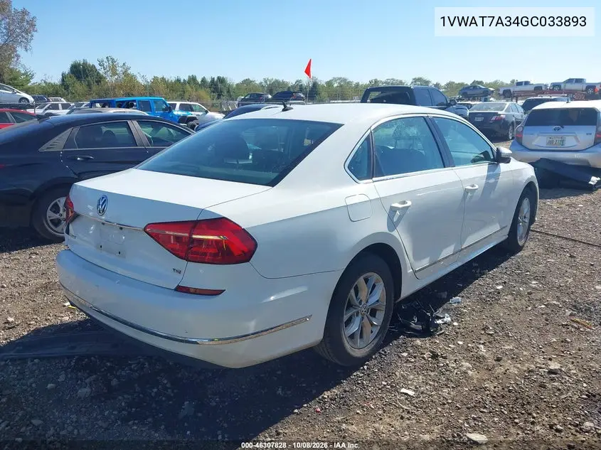 2016 VOLKSWAGEN PASSAT VIN 1VWAT7A34GC033893 — фото 4