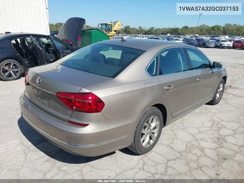 2016 VOLKSWAGEN PASSAT VIN 1VWAS7A32GC037153 — фото 4