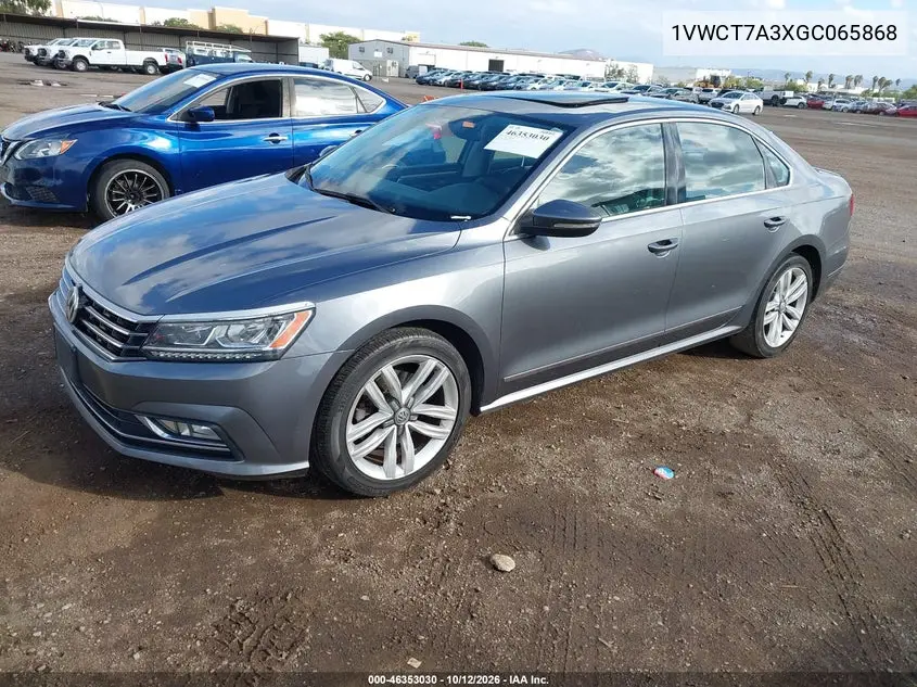2016 VOLKSWAGEN PASSAT VIN 1VWCT7A3XGC065868 — фото 2