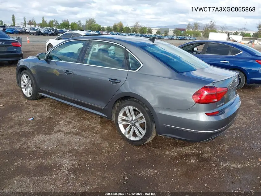 2016 VOLKSWAGEN PASSAT VIN 1VWCT7A3XGC065868 — фото 3