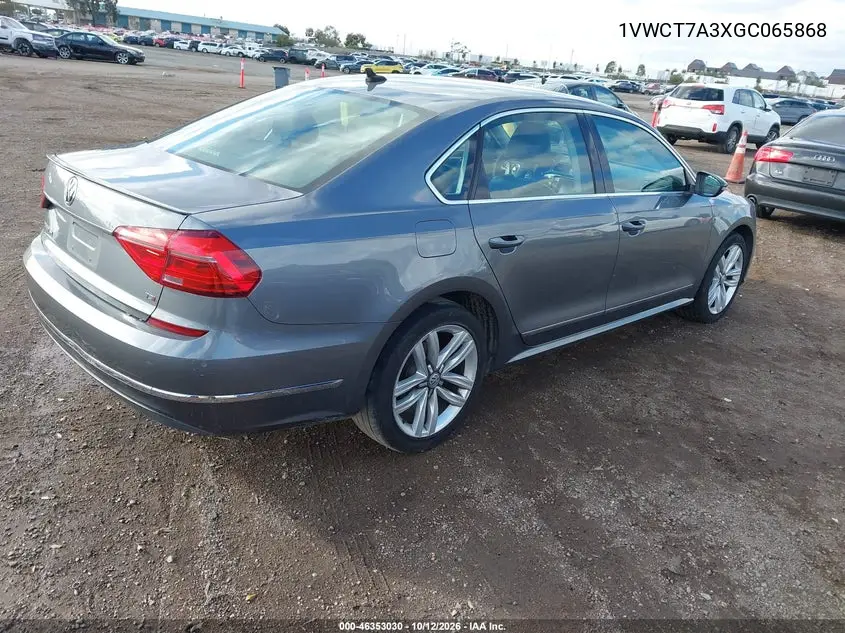 2016 VOLKSWAGEN PASSAT VIN 1VWCT7A3XGC065868 — фото 4
