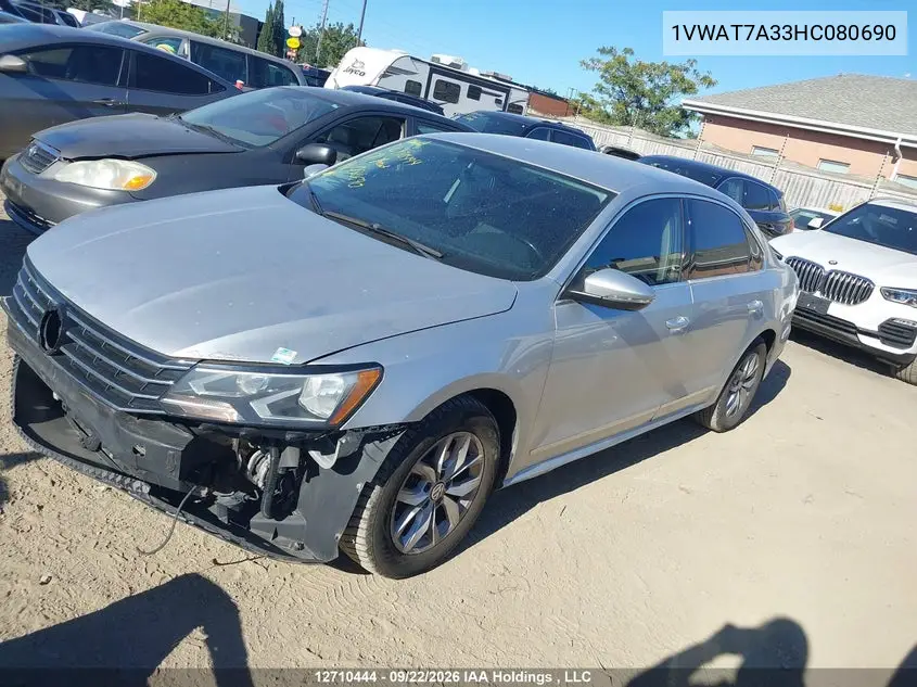 2017 VOLKSWAGEN PASSAT VIN 1VWAT7A33HC080690 — фото 2