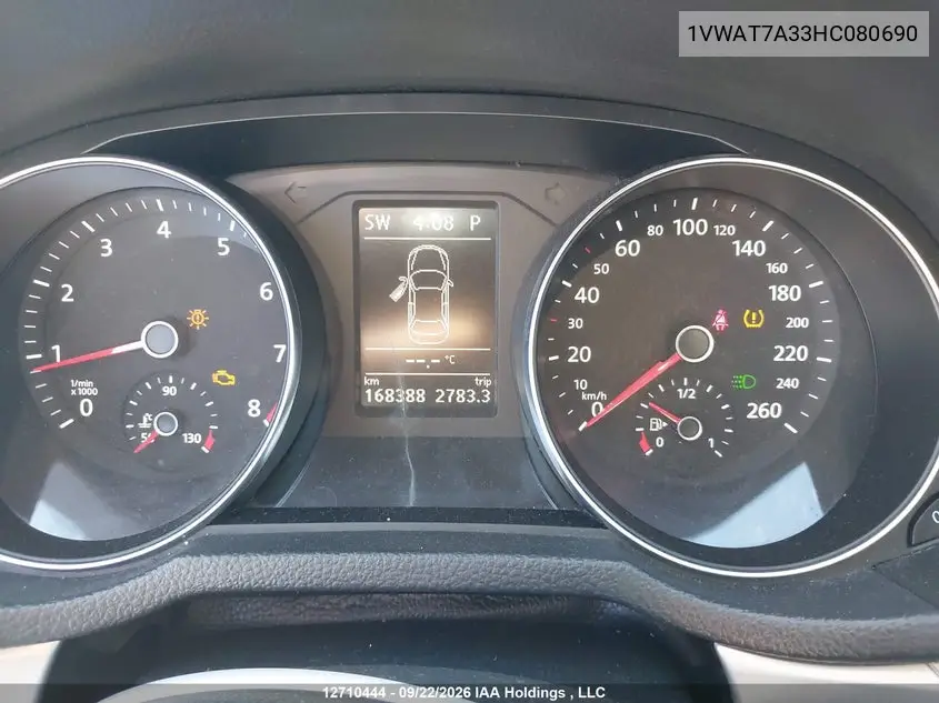2017 VOLKSWAGEN PASSAT VIN 1VWAT7A33HC080690 — фото 7