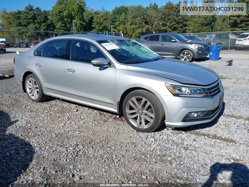 VOLKSWAGEN PASSAT 2017, VIN 1VWGT7A3XHC031299