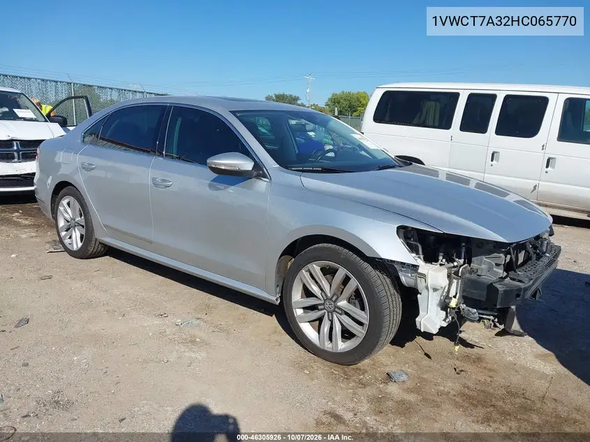 VOLKSWAGEN PASSAT 2017, VIN 1VWCT7A32HC065770