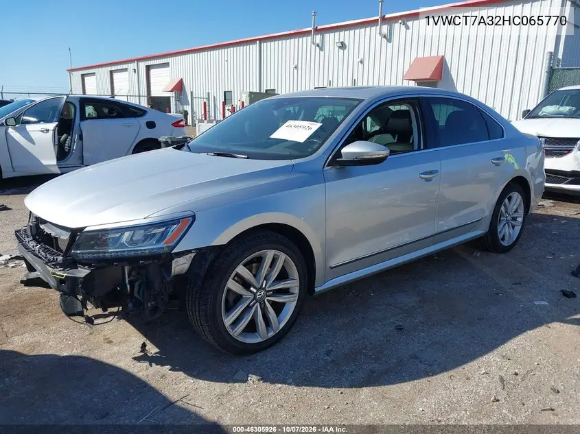2017 VOLKSWAGEN PASSAT VIN 1VWCT7A32HC065770 — фото 2
