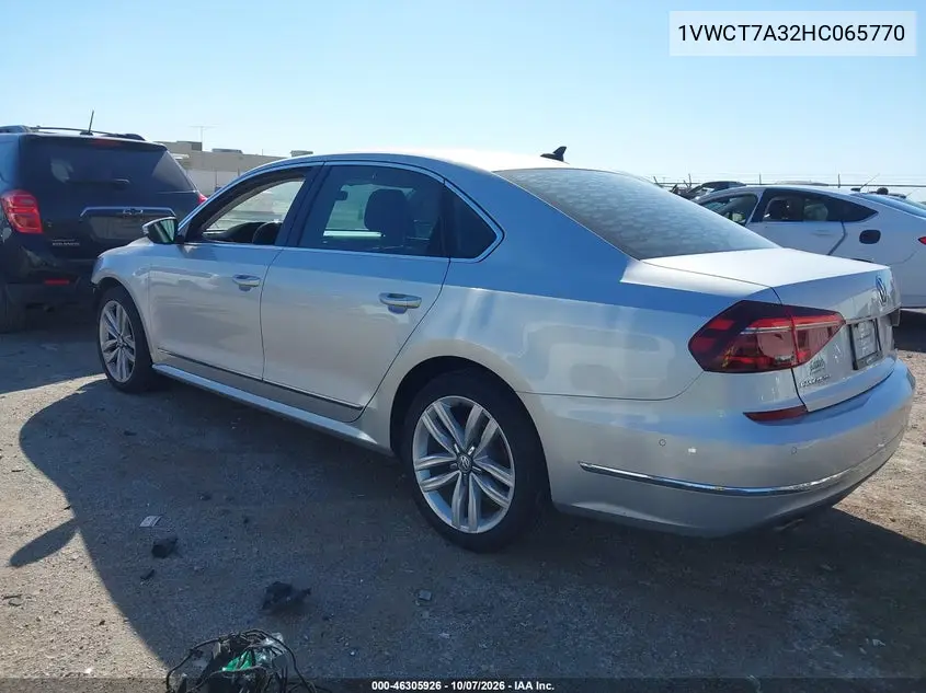 2017 VOLKSWAGEN PASSAT VIN 1VWCT7A32HC065770 — фото 3