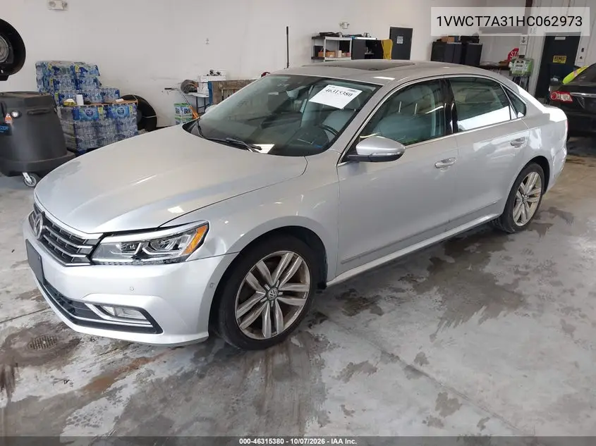 2017 VOLKSWAGEN PASSAT VIN 1VWCT7A31HC062973 — фото 2