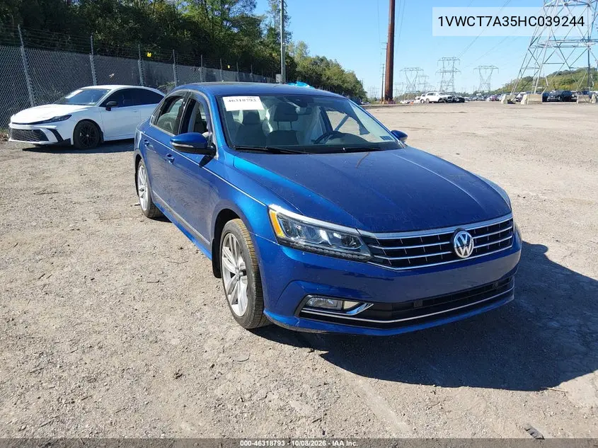VOLKSWAGEN PASSAT 2017, VIN 1VWCT7A35HC039244