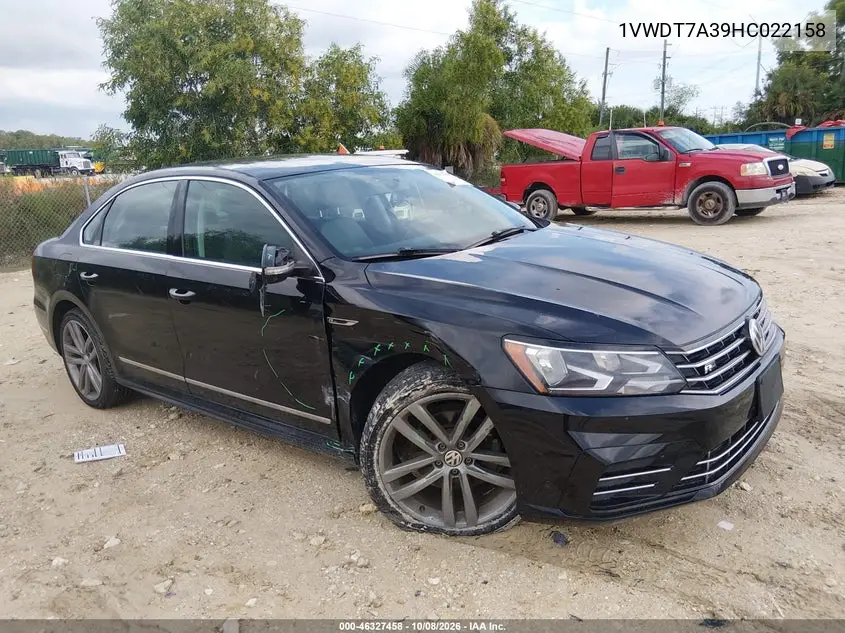 VOLKSWAGEN PASSAT 2017, VIN 1VWDT7A39HC022158
