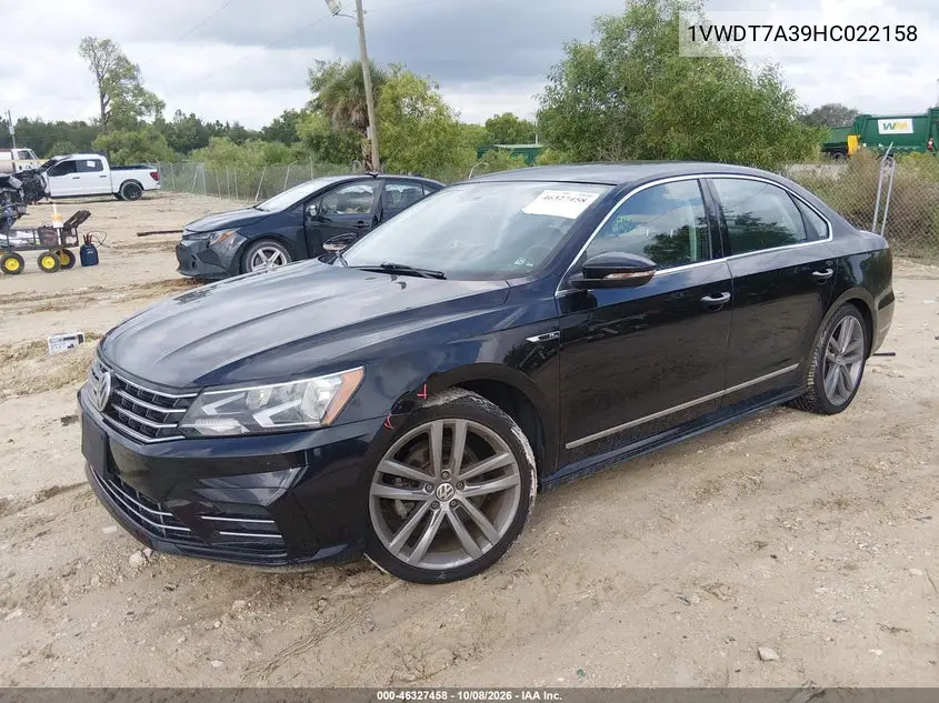 2017 VOLKSWAGEN PASSAT VIN 1VWDT7A39HC022158 — фото 2