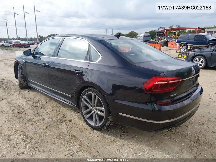2017 VOLKSWAGEN PASSAT VIN 1VWDT7A39HC022158 — фото 3