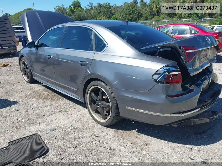 2017 VOLKSWAGEN PASSAT VIN 1VWDT7A38HC073487 — фото 3