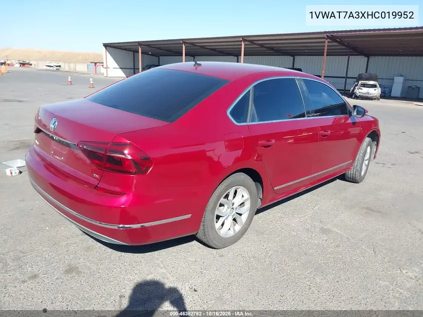 2017 VOLKSWAGEN PASSAT VIN 1VWAT7A3XHC019952 — фото 4