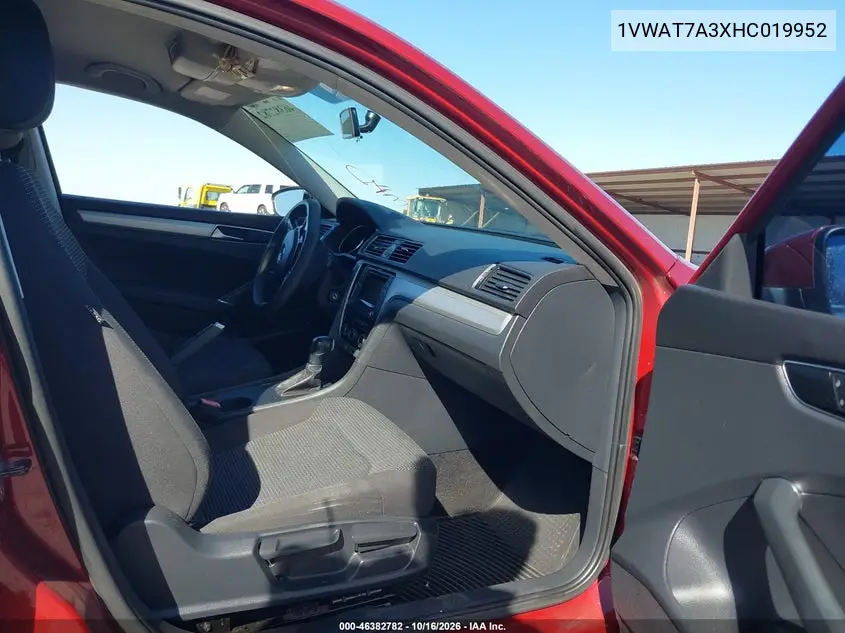 2017 VOLKSWAGEN PASSAT VIN 1VWAT7A3XHC019952 — фото 5