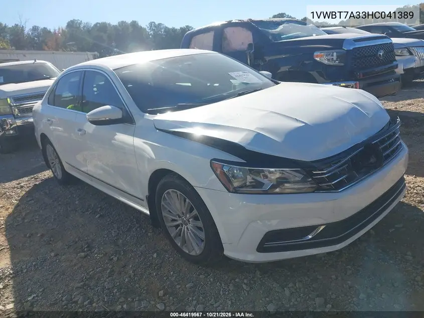 VOLKSWAGEN PASSAT 2017, VIN 1VWBT7A33HC041389