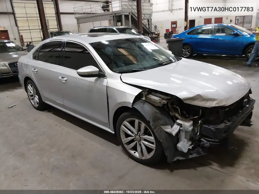 VOLKSWAGEN PASSAT 2017, VIN 1VWGT7A30HC017783